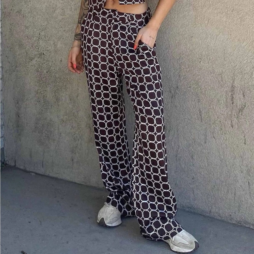 peppermayo brown printed pants